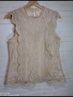Women's Lace Shell Top - Cream